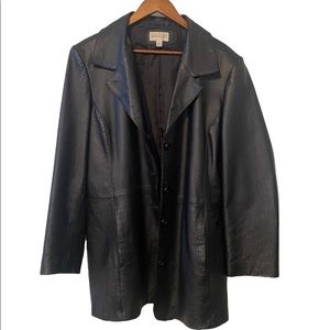 XL Vintage Black Leather Biker jacket.